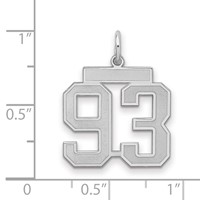 Sterling Silver Rhodium-plated Satin Number 93 Charm view 2