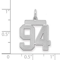 Sterling Silver Rhodium-plated Satin Number 94 Charm view 2