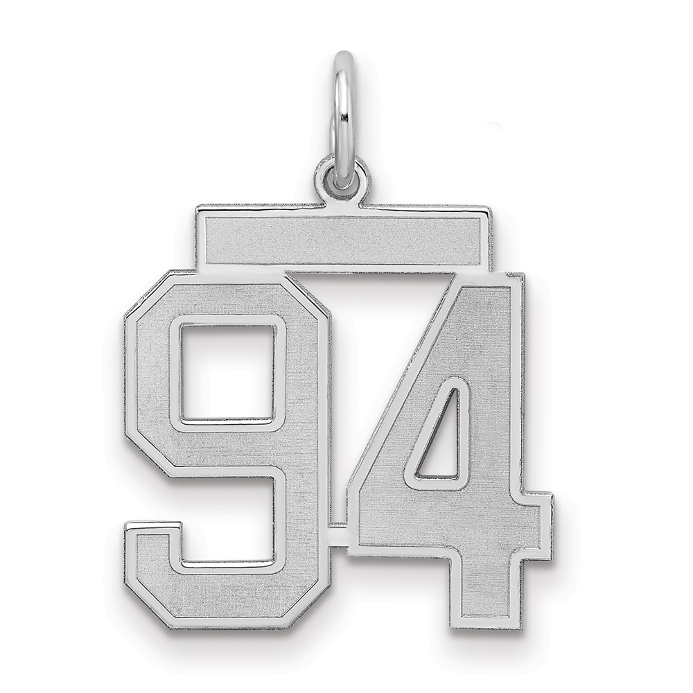 Sterling Silver Rhodium-plated Satin Number 94 Charm