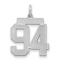 Sterling Silver Rhodium-plated Satin Number 94 Charm view 1