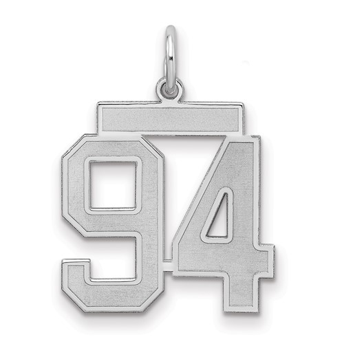 Sterling Silver Rhodium-plated Satin Number 94 Charm