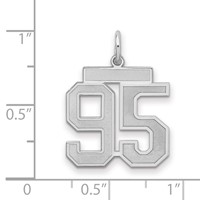 Sterling Silver Rhodium-plated Satin Number 95 Charm view 2