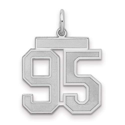 Sterling Silver Rhodium-plated Satin Number 95 Charm