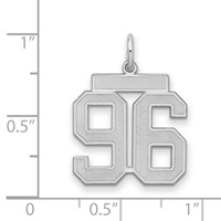 Sterling Silver Rhodium-plated Satin Number 96 Charm view 2