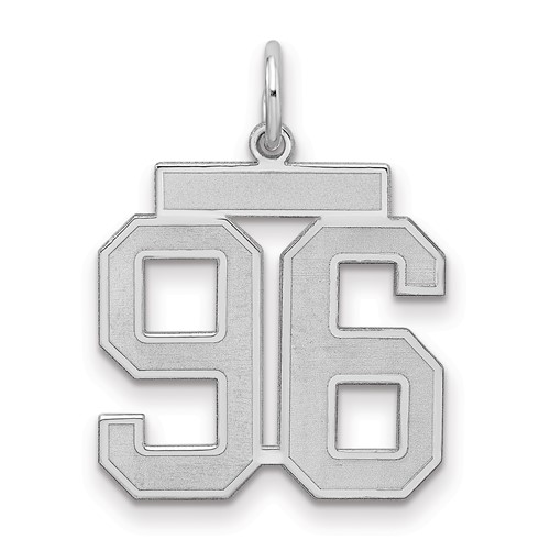Sterling Silver Rhodium-plated Satin Number 96 Charm