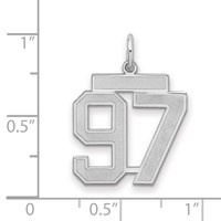 Sterling Silver Rhodium-plated Satin Number 97 Charm view 2