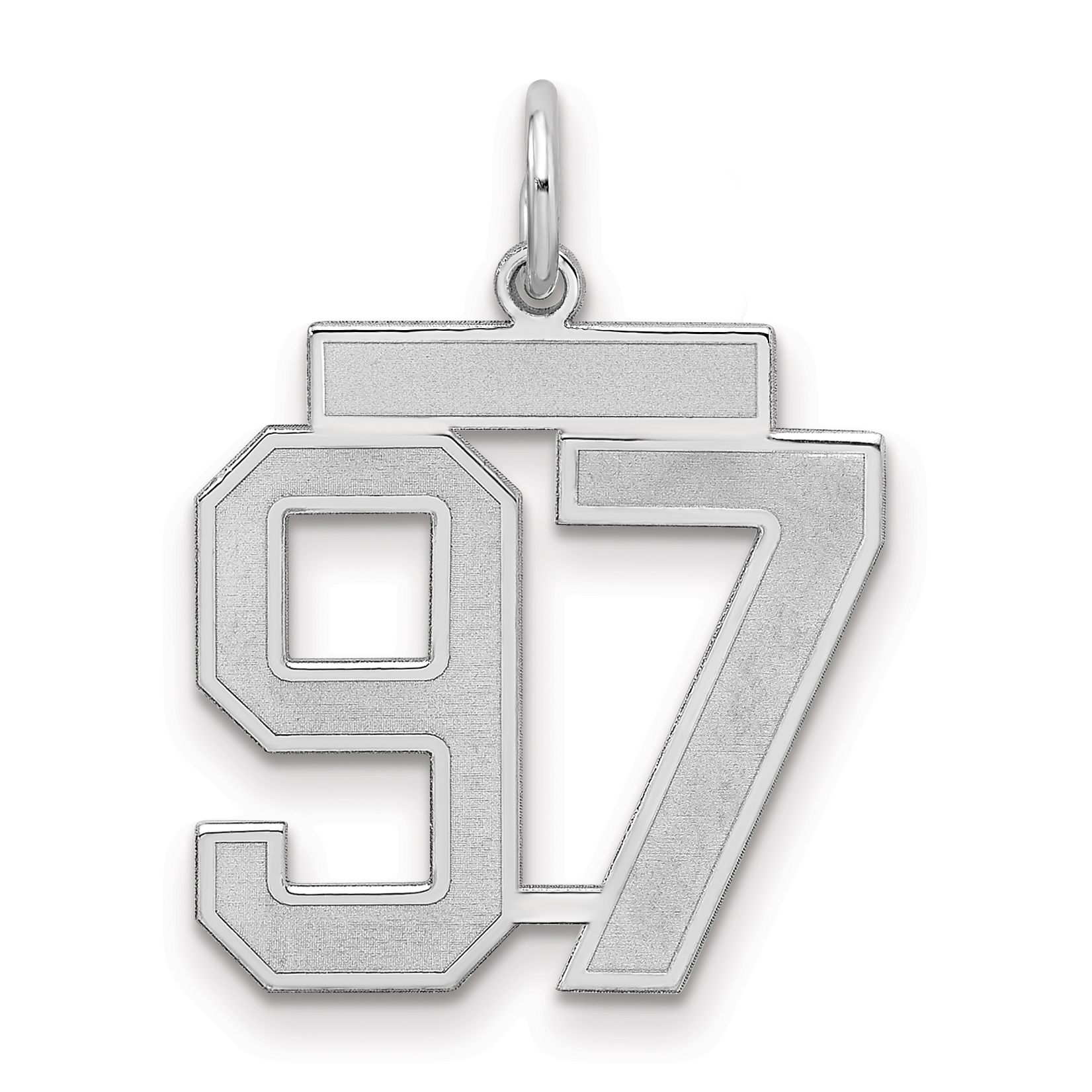 Sterling Silver/Rhodium-plated Satin Number 97 Charm (QPM97)