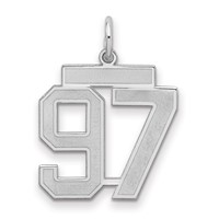 Sterling Silver Rhodium-plated Satin Number 97 Charm view 1