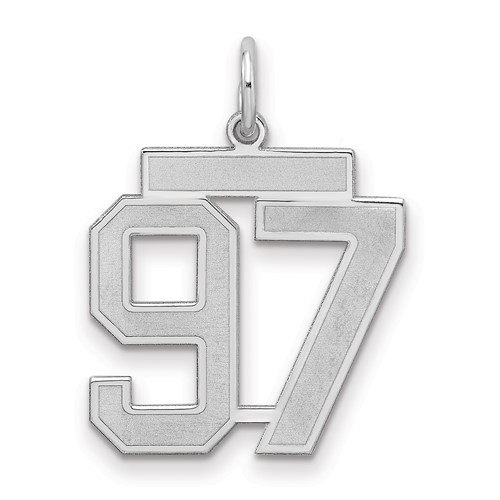 Sterling Silver Rhodium-plated Satin Number 97 Charm