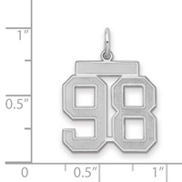 Sterling Silver Rhodium-plated Satin Number 98 Charm view 2