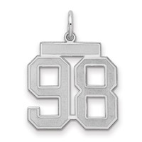 Sterling Silver Rhodium-plated Satin Number 98 Charm view 1