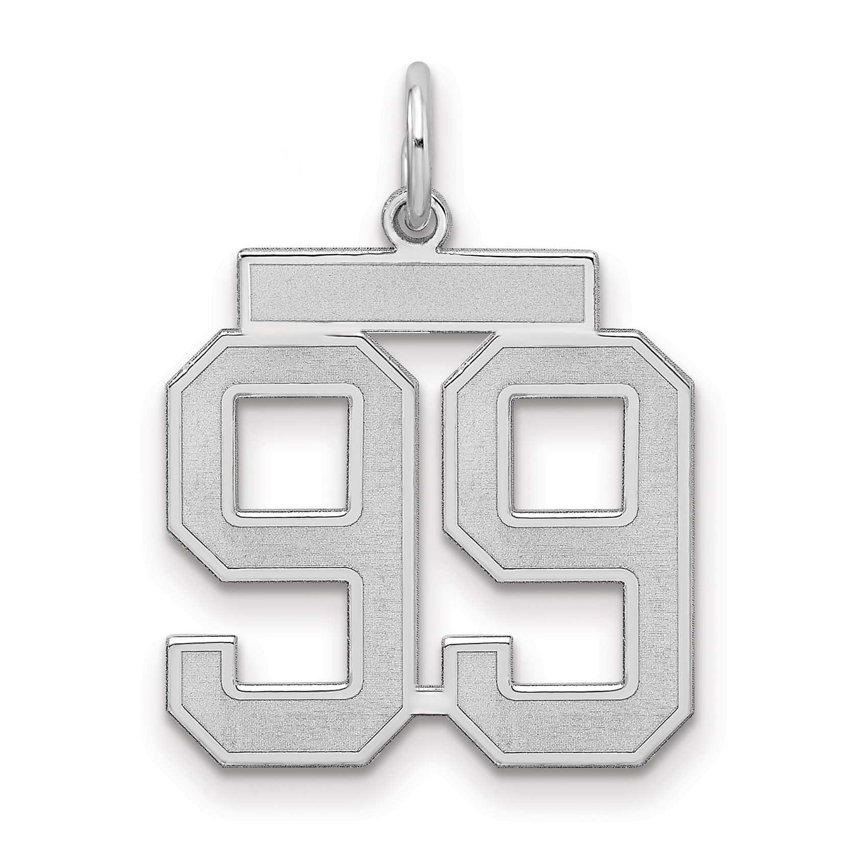 Sterling Silver/Rhodium-plated Satin Number 99 Charm (QPM99)