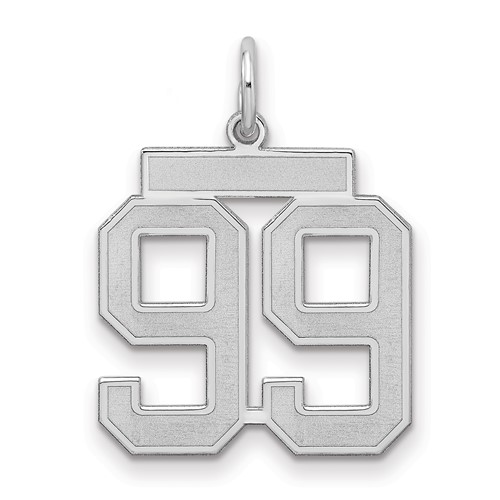 Sterling Silver Rhodium-plated Satin Number 99 Charm