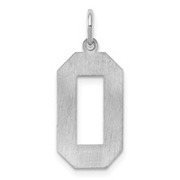 Sterling Silver Rhodium-plated Satin Number 0 Charm view 4