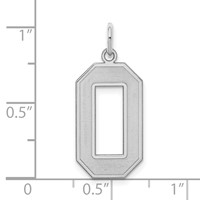 Sterling Silver Rhodium-plated Satin Number 0 Charm view 3
