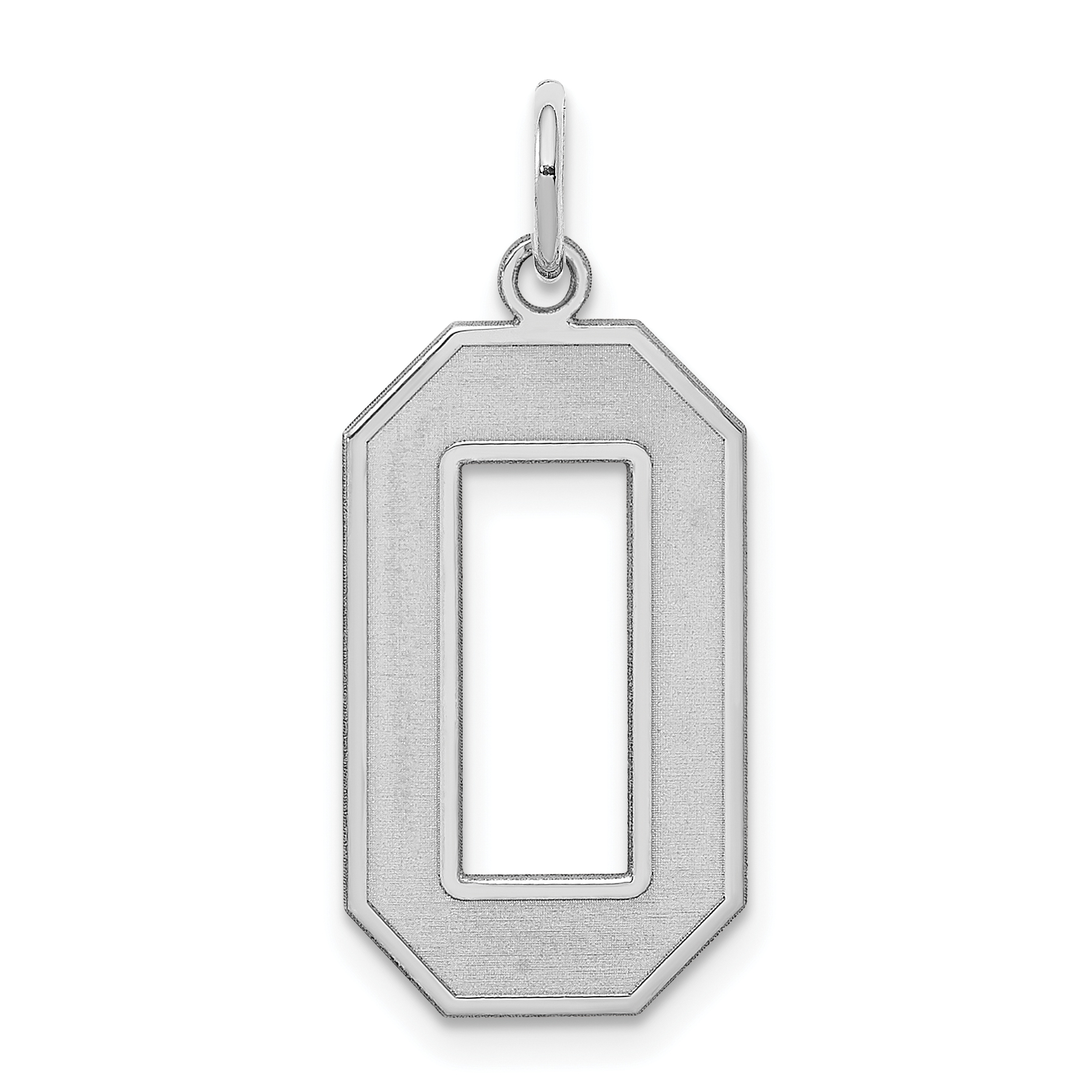Sterling Silver/Rhodium-plated Satin Number 0 Charm (QPP00)