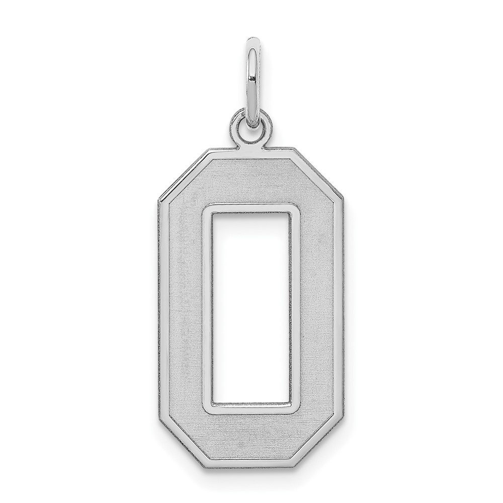 Sterling Silver Rhodium-plated Satin Number 0 Charm