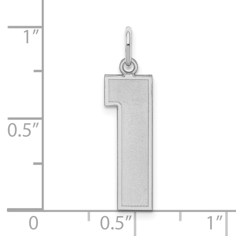 Sterling Silver/Rhodium-plated Satin Number 1 Charm (QPP01)