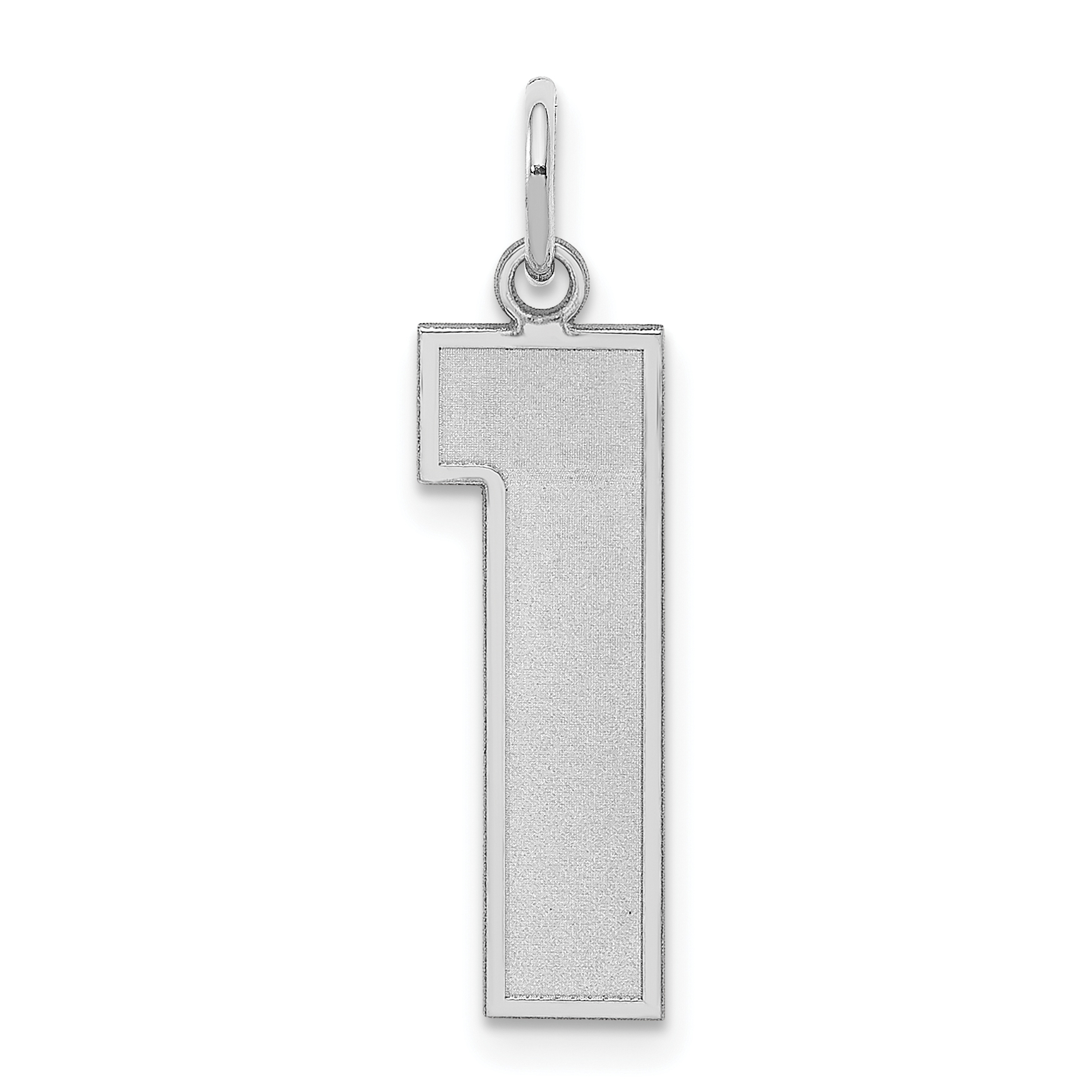 Sterling Silver/Rhodium-plated Satin Number 1 Charm (QPP01)