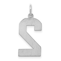 Sterling Silver Rhodium-plated Satin Number 2 Charm view 4