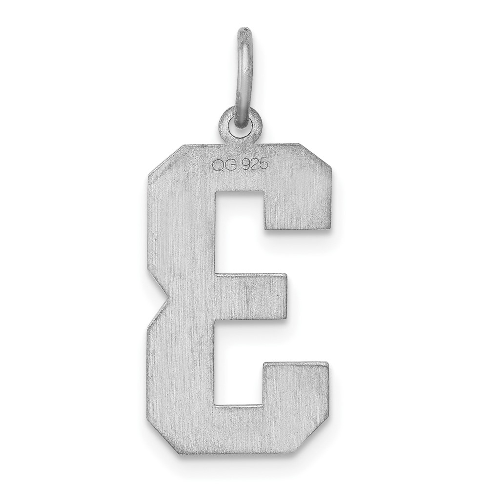 Sterling Silver/Rhodium-plated Satin Number 3 Charm (QPP03)