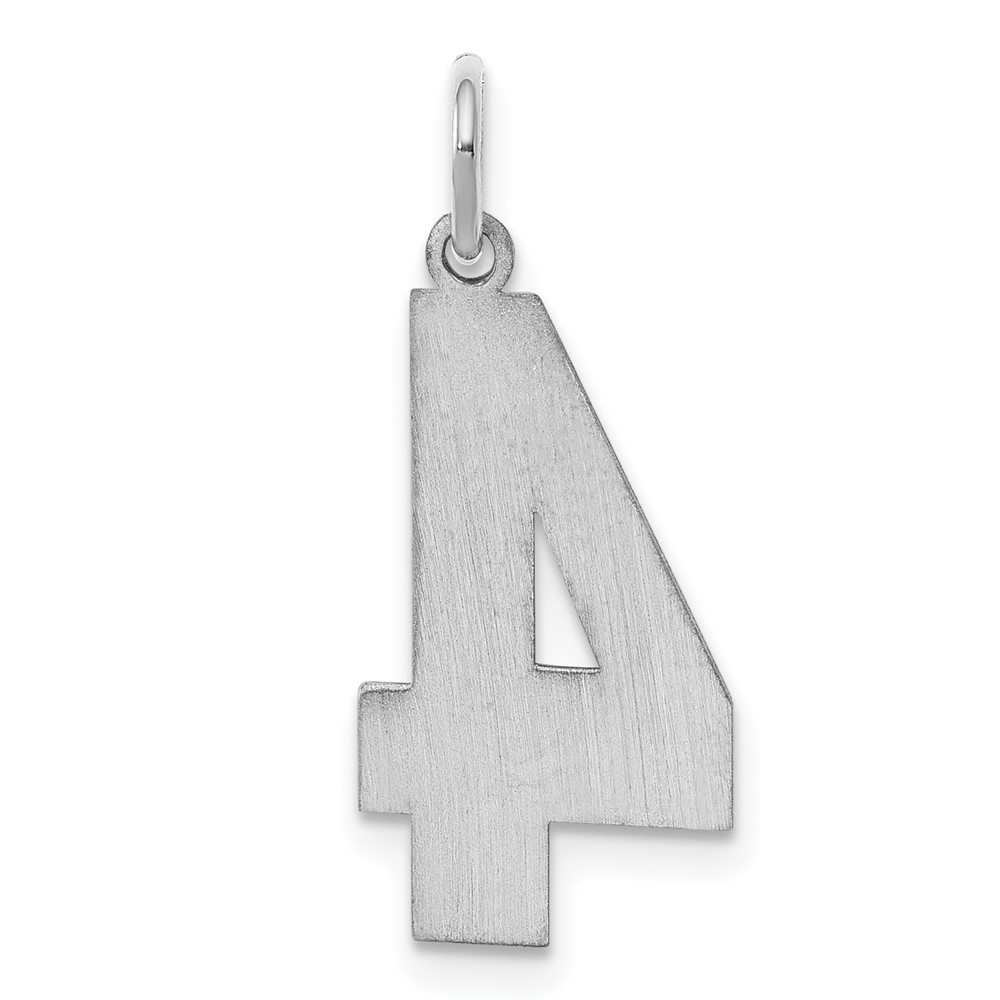 Sterling Silver/Rhodium-plated Satin Number 4 Charm (QPP04)
