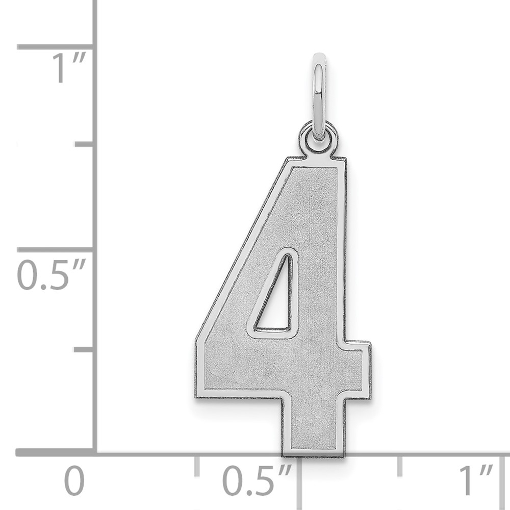 Sterling Silver/Rhodium-plated Satin Number 4 Charm (QPP04)