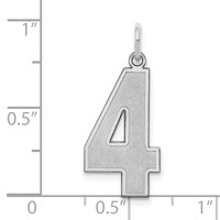 Sterling Silver Rhodium-plated Satin Number 4 Charm view 3