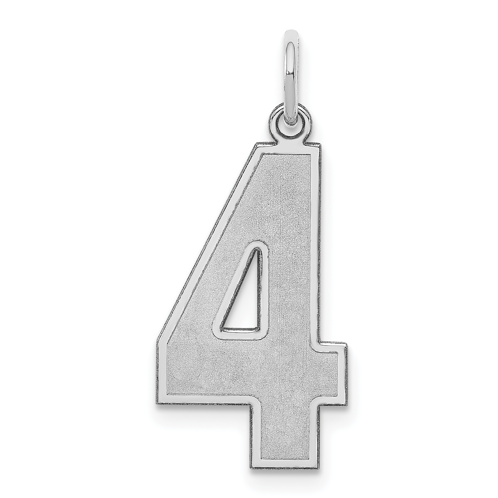 Sterling Silver/Rhodium-plated Satin Number 4 Charm (QPP04)
