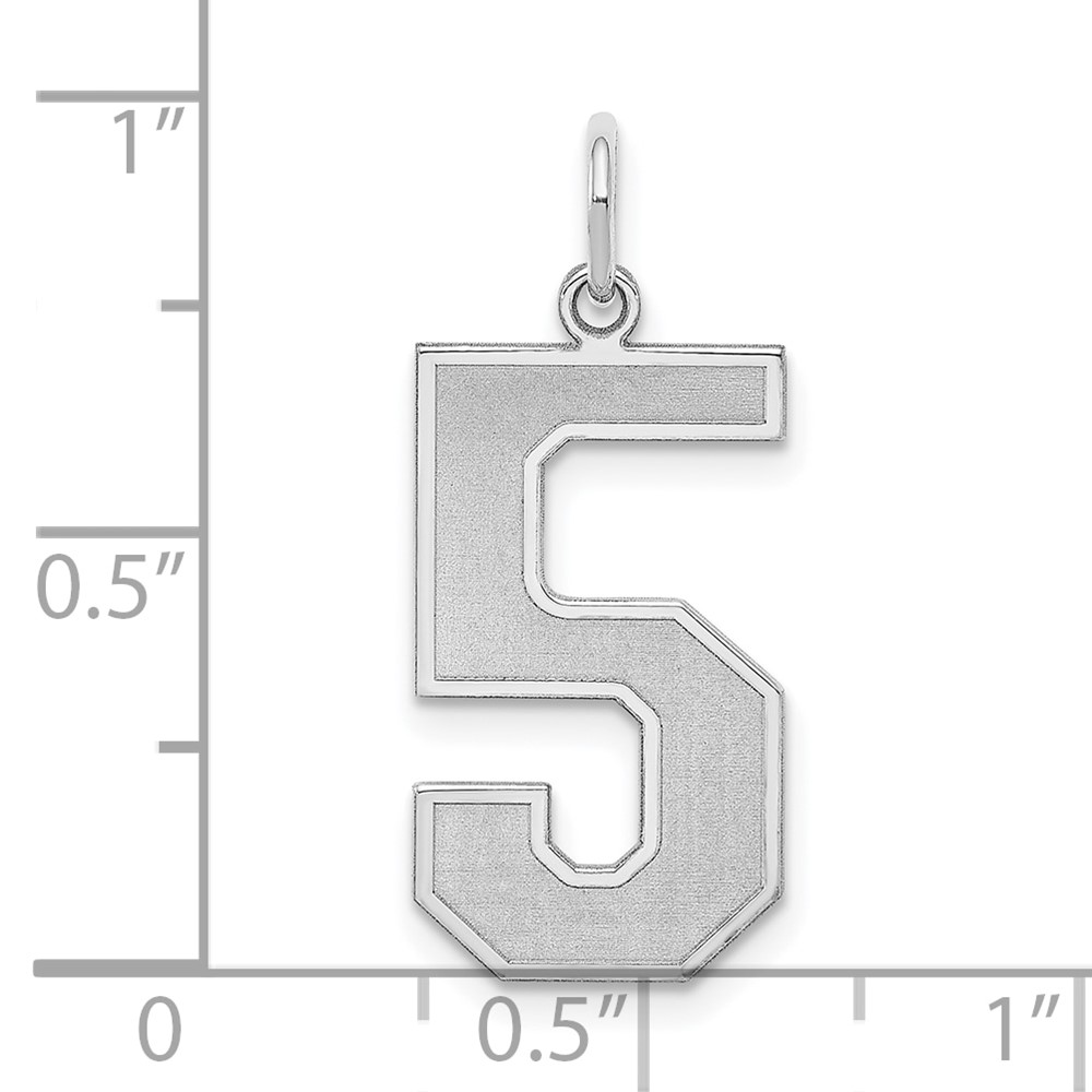 Sterling Silver/Rhodium-plated Satin Number 5 Charm (QPP05)