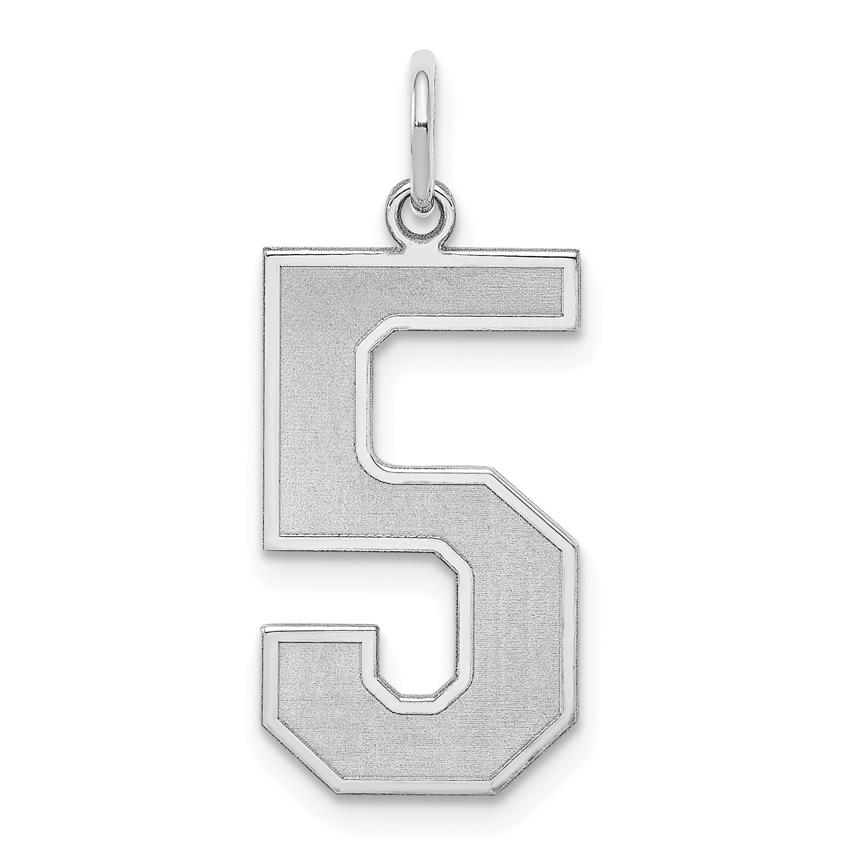 Sterling Silver/Rhodium-plated Satin Number 5 Charm (QPP05)