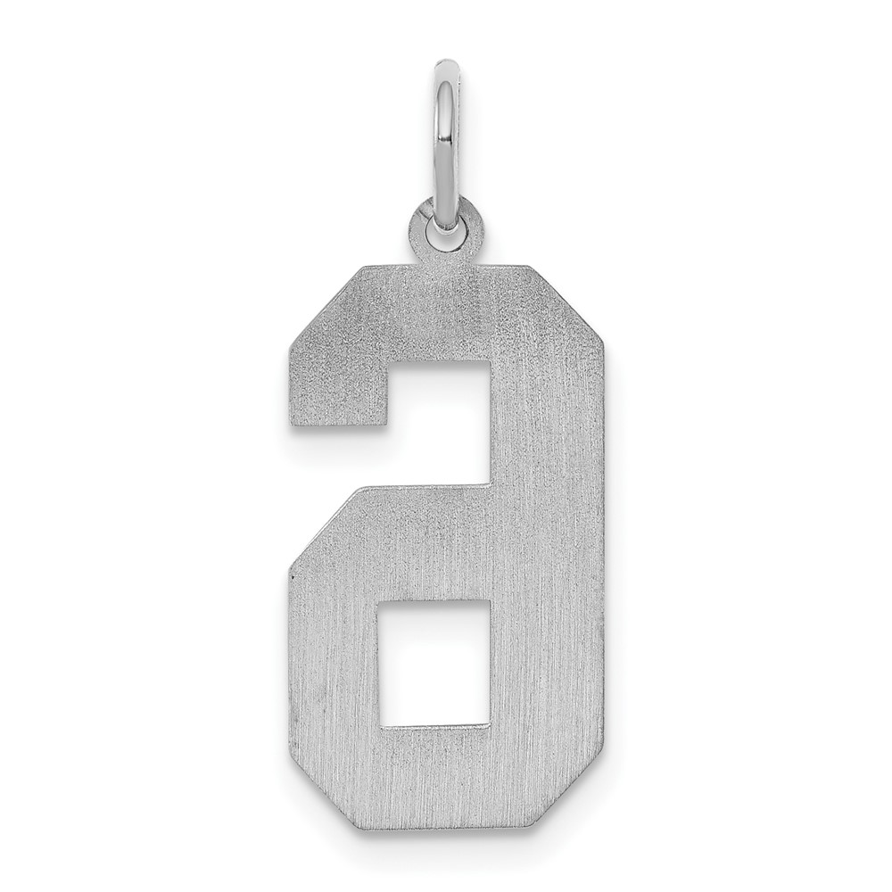 Sterling Silver/Rhodium-plated Satin Number 6 Charm (QPP06)