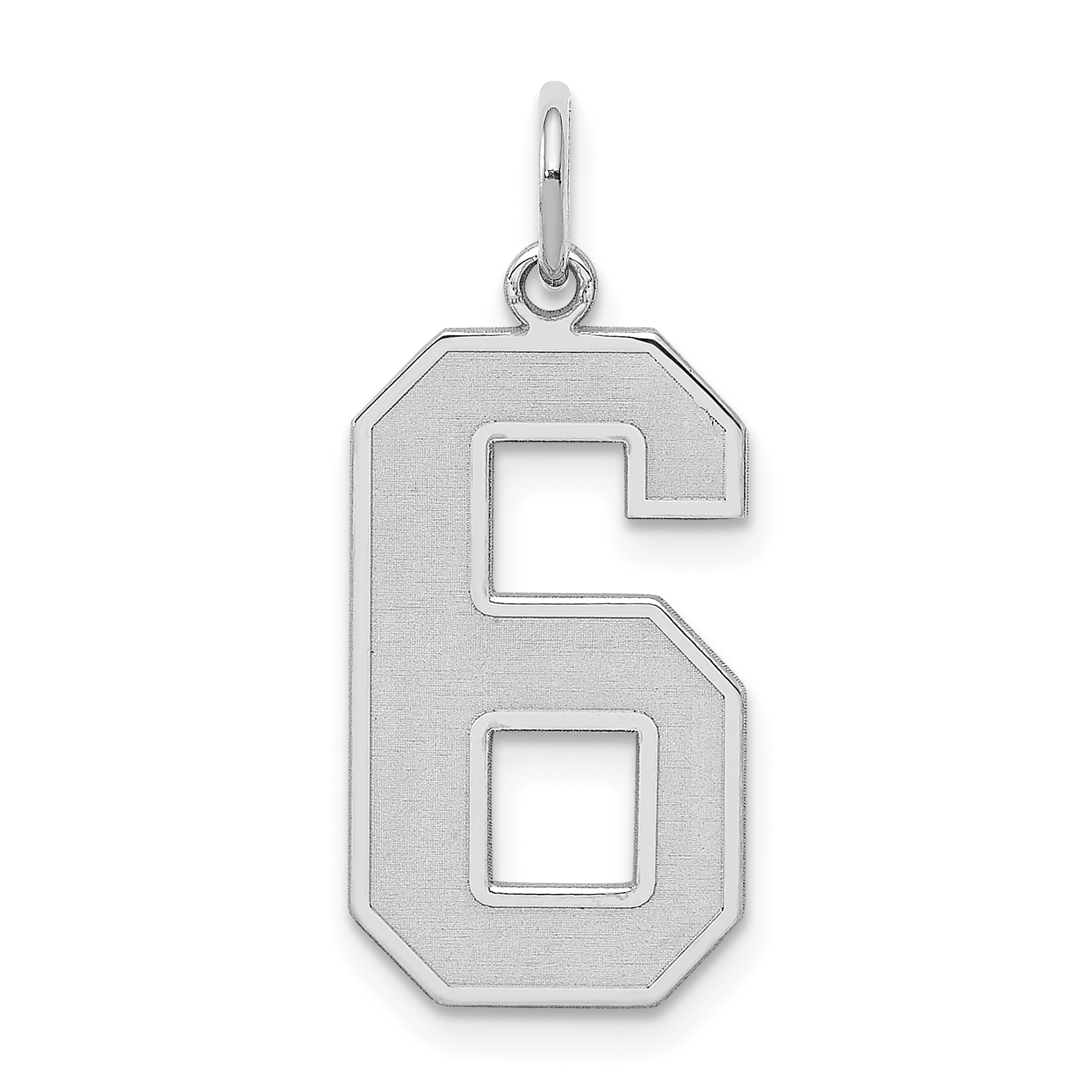Sterling Silver/Rhodium-plated Satin Number 6 Charm (QPP06)