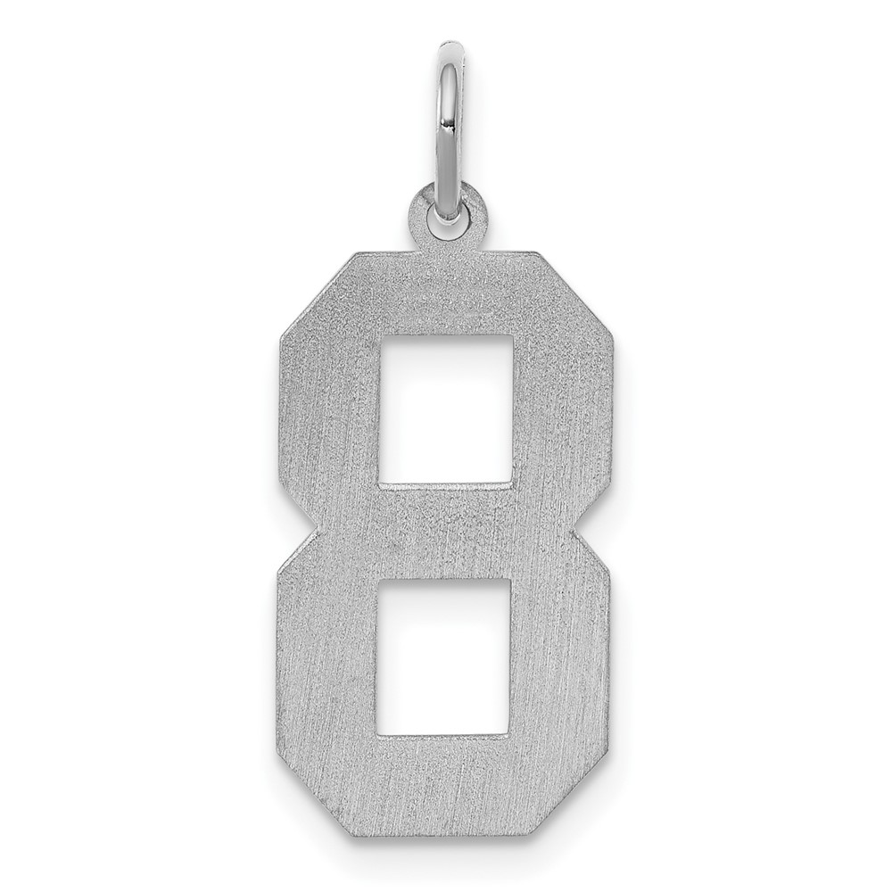 Sterling Silver/Rhodium-plated Satin Number 8 Charm (QPP08)