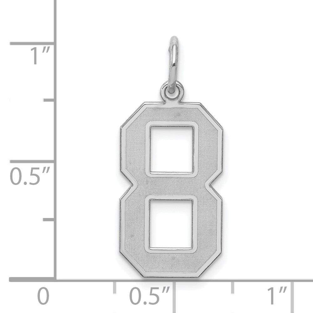 Sterling Silver/Rhodium-plated Satin Number 8 Charm (QPP08)
