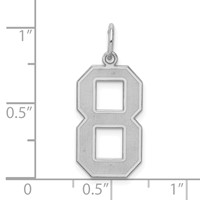 Sterling Silver Rhodium-plated Satin Number 8 Charm view 3