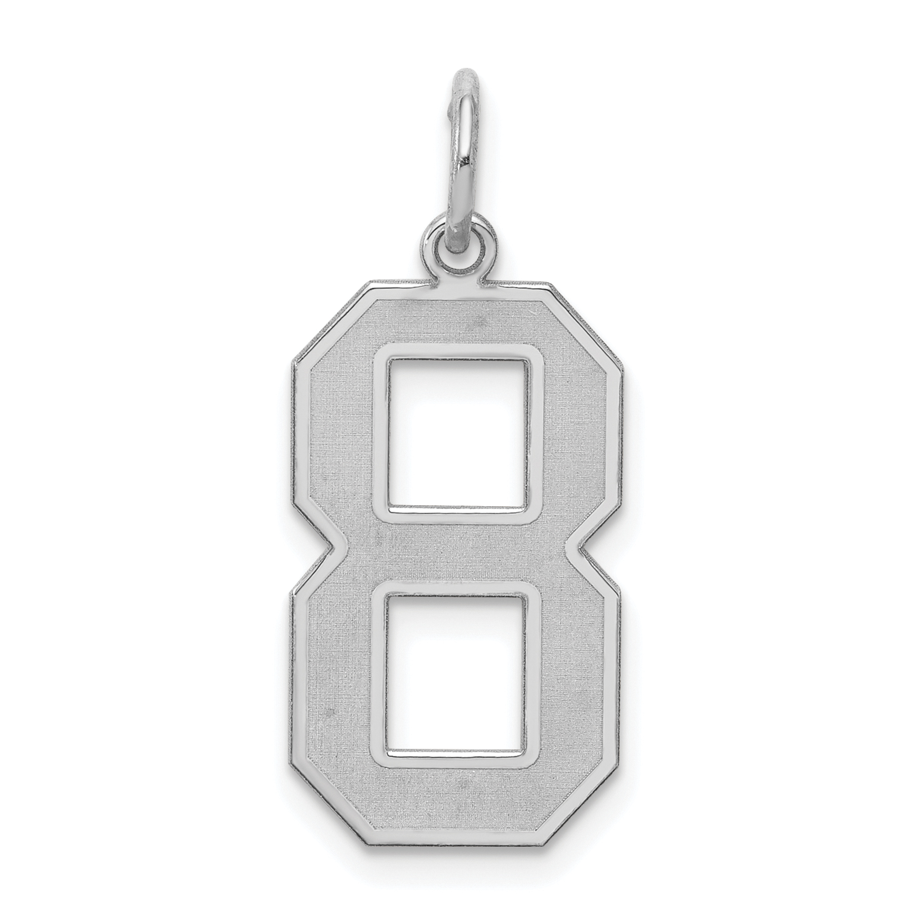 Sterling Silver/Rhodium-plated Satin Number 8 Charm (QPP08)