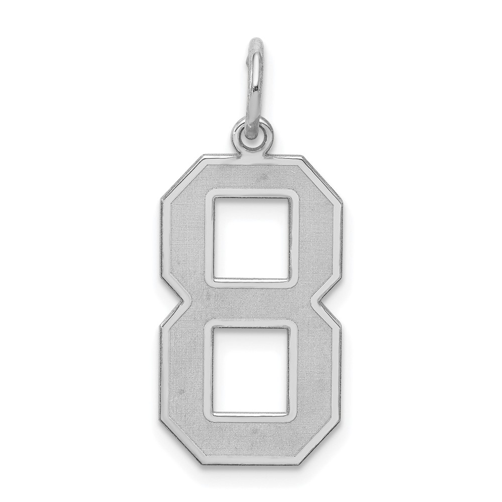 Sterling Silver/Rhodium-plated Satin Number 8 Charm (QPP08)