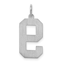 Sterling Silver Rhodium-plated Satin Number 9 Charm view 4