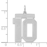 Sterling Silver Rhodium-plated Satin Number 10 Charm view 3