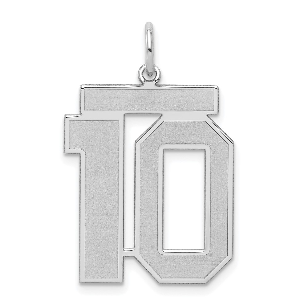 Sterling Silver/Rhodium-plated Satin Number 10 Charm (QPP10)