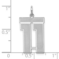Sterling Silver Rhodium-plated Satin Number 11 Charm view 3