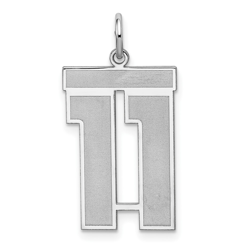 Sterling Silver Rhodium-plated Satin Number 11 Charm
