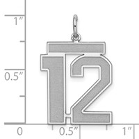 Sterling Silver Rhodium-plated Satin Number 12 Charm view 3