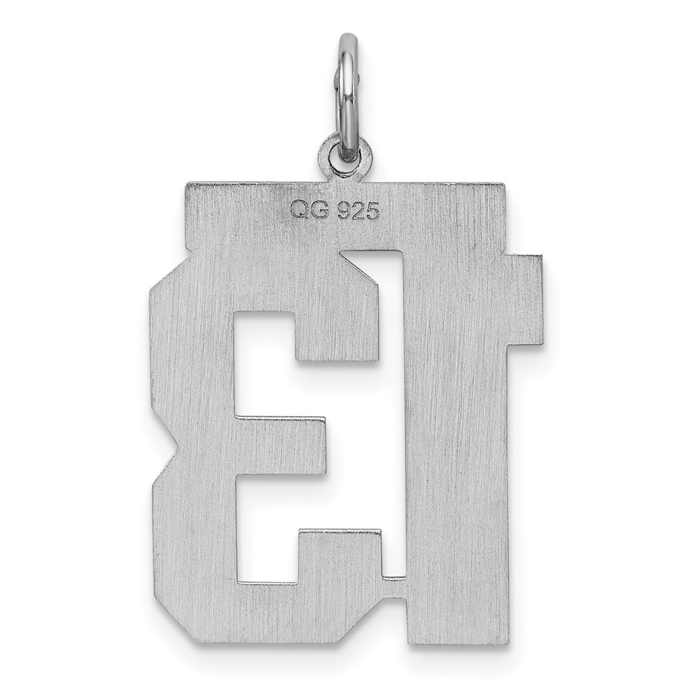 Sterling Silver/Rhodium-plated Satin Number 13 Charm (QPP13)