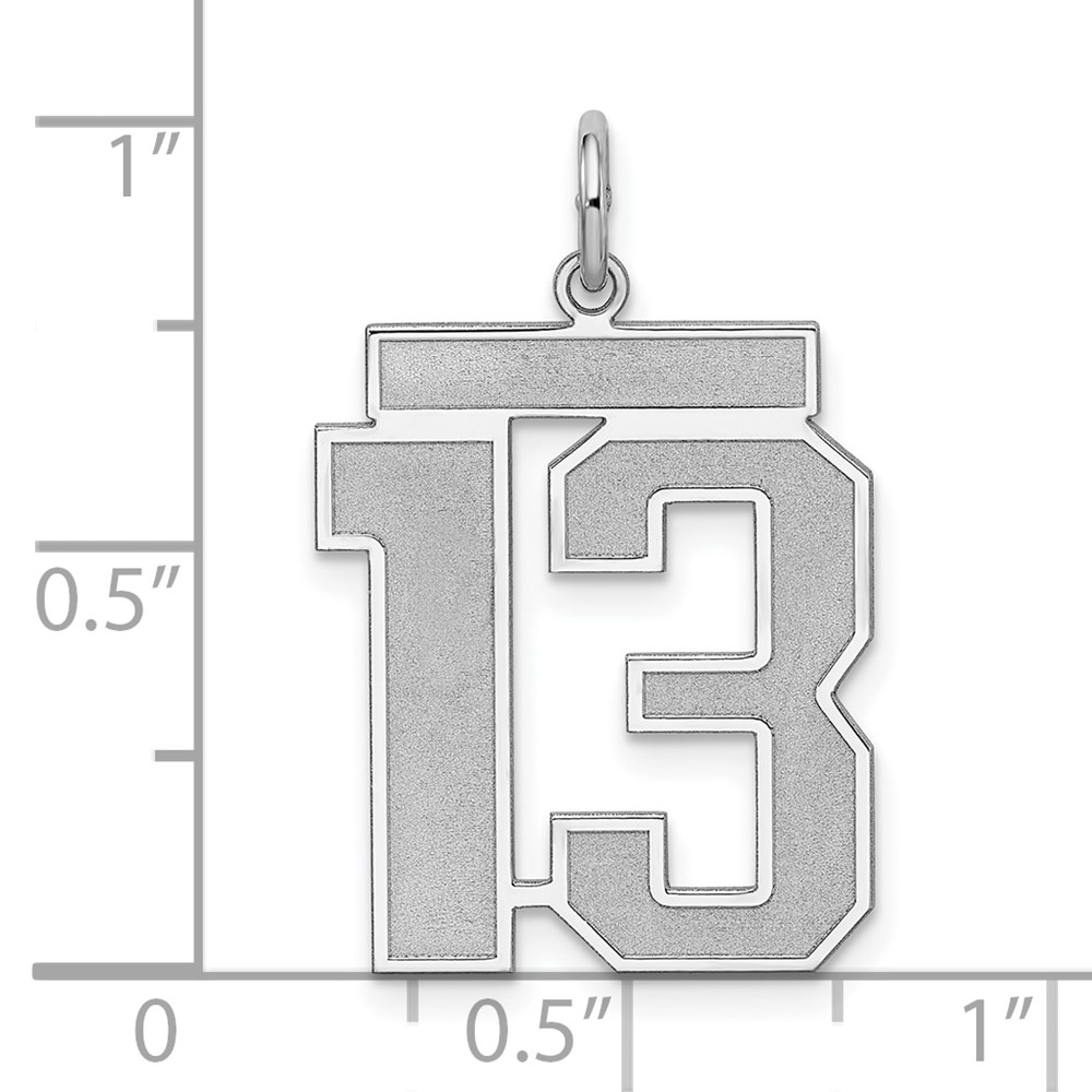 Sterling Silver/Rhodium-plated Satin Number 13 Charm (QPP13)