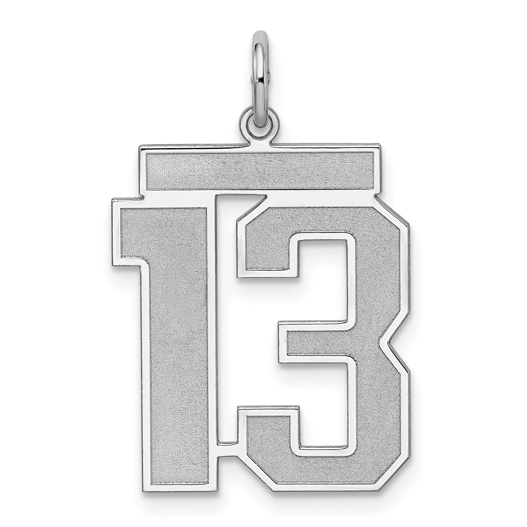 Sterling Silver/Rhodium-plated Satin Number 13 Charm (QPP13)