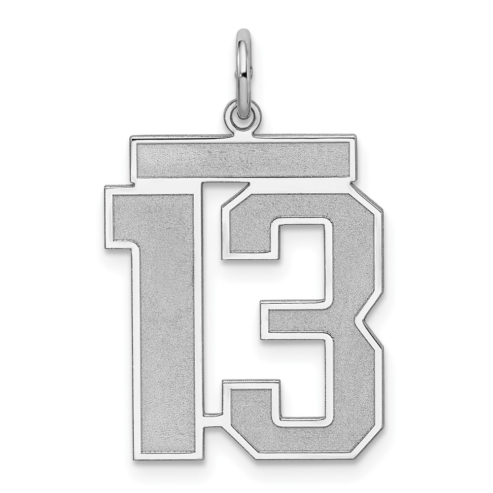 Sterling Silver/Rhodium-plated Satin Number 13 Charm (QPP13)