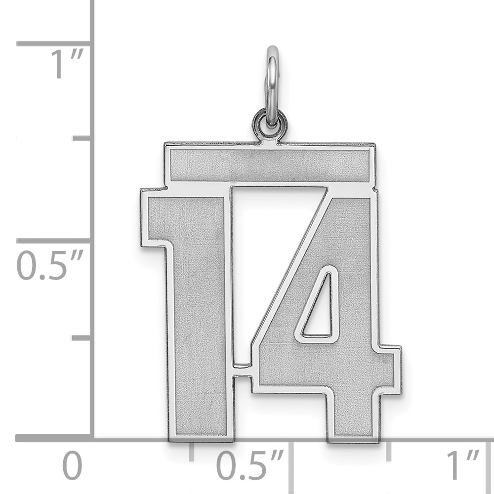 Sterling Silver/Rhodium-plated Satin Number 14 Charm (QPP14)