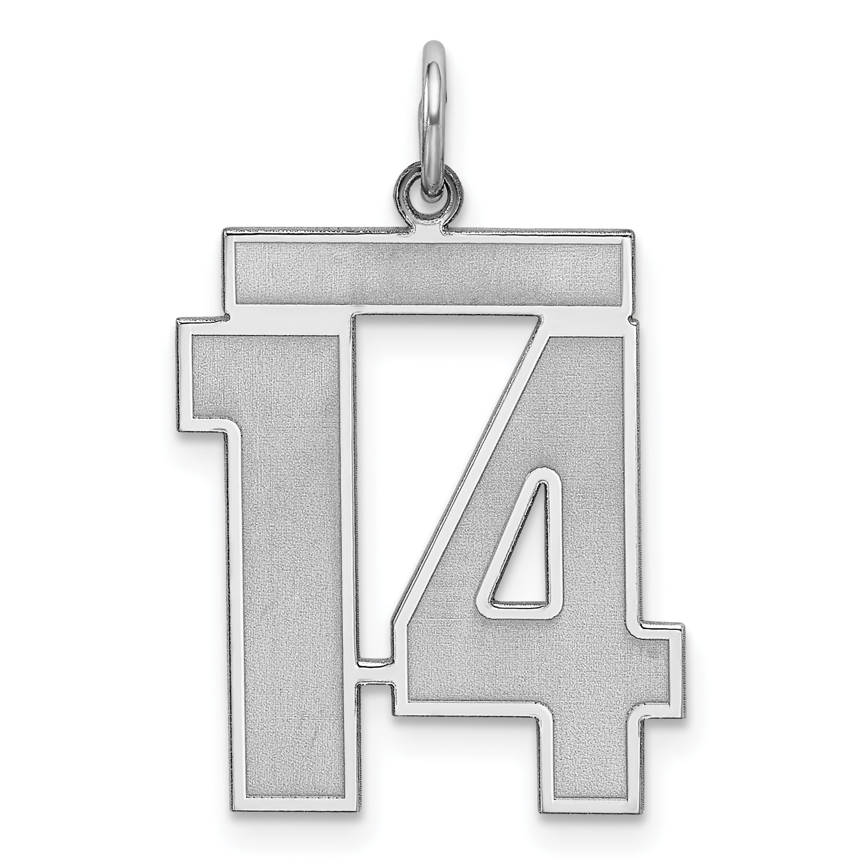 Sterling Silver/Rhodium-plated Satin Number 14 Charm (QPP14)